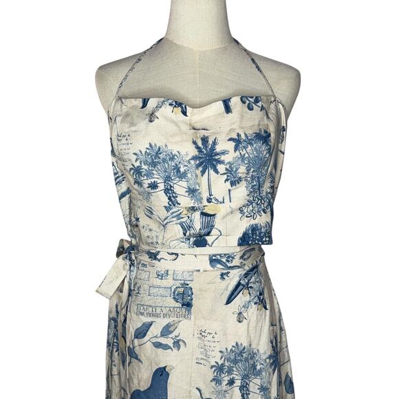 Reformation Umbria Midi Wrap Dress Size 12 Vacation Summer Lightweight Linen - Picture 4 of 12